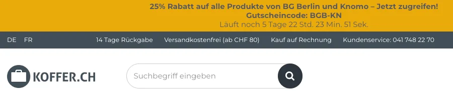 Nachweis des Gutscheins - Koffer - Koffer 25 % Rabatt auf [[BG Berlin]] Produkte - abgelaufen